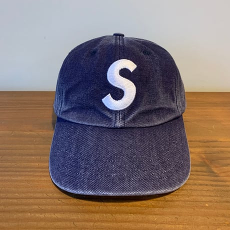 Supreme S logo 6 panel cap pigment washed denim cap made in USA