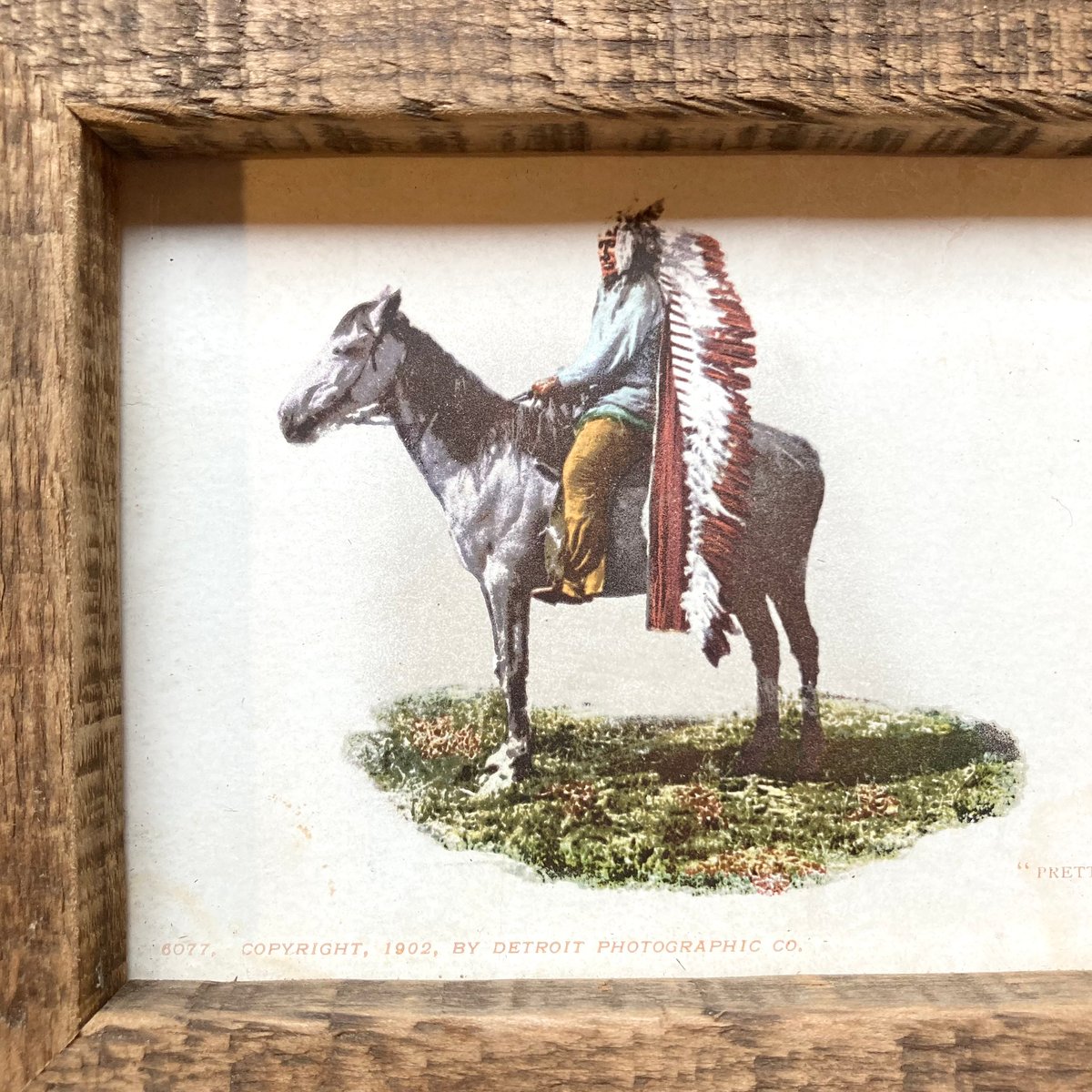 アメリカンカントリー額絵 ネイティブアメリカン ポストカード額装① WOOD LIFE SERVICE オールド