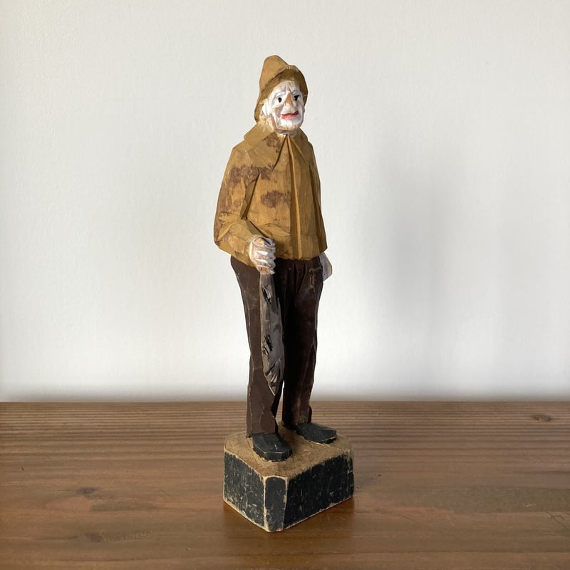 70s ヴィンテージ　彫刻　カナダ　木彫り　ハンドクラフト　インテリア　骨董 Canada Quebec Wood Carving ケベック木彫り彫刻 ／Old Man |
