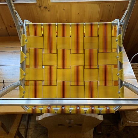 LAWN CHAIR VINTAGE 1960〜1970年代  イエローxブラウンxマスタード No.2