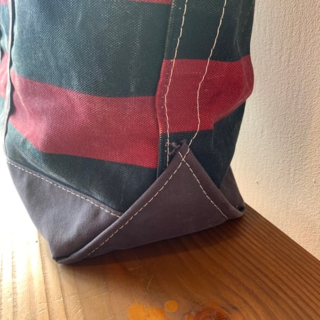 L.L.Bean BOAT AND TOTE 1990s USA Lサイズ 希少カラー ネイビーレッドボーダー ジップトップ エルエルビーン トートバッグ  vintage