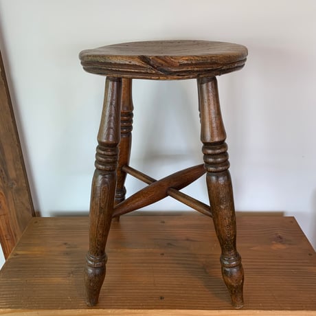 OAK WOOD STOOL 1900s ENGLAND antique vintage 1900年代 オーク ウッド スツール