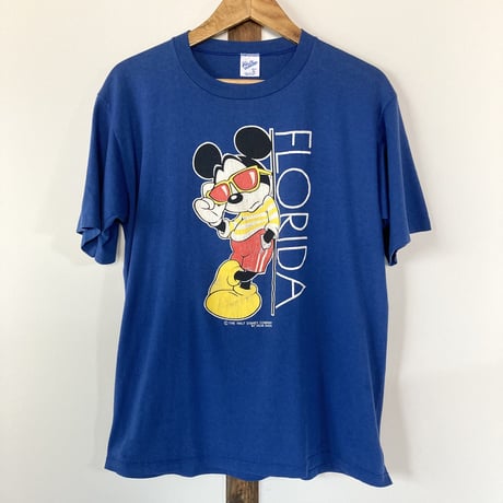 Disney Mickey Mouse ミッキー S/S TEE ／ブルー FLORIDA 1990s