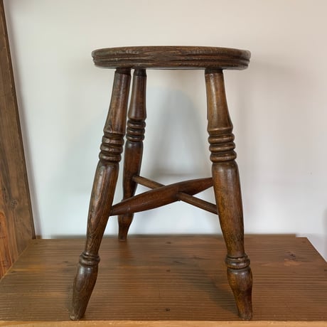 OAK WOOD STOOL 1900s ENGLAND antique vintage 1900年代 オーク ウッド スツール