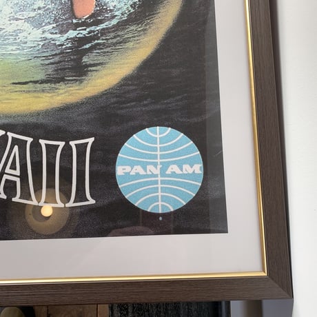 PAN AM  HAWAII パンアメリカン航空 ヴィンテージポスター 額装 希少貴重 vintage
