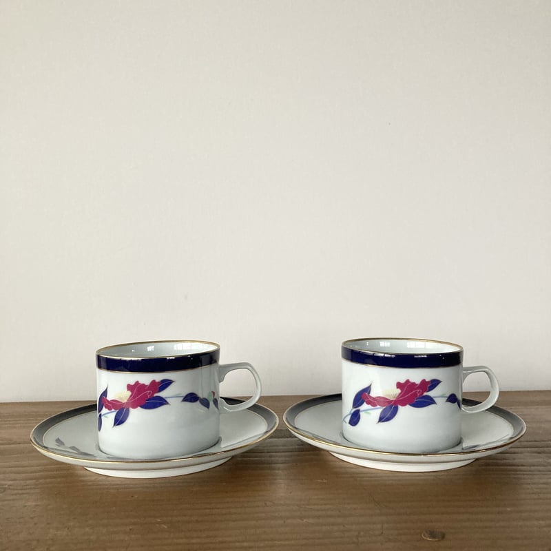香蘭社 山茶花 カップ&ソーサー 2客セット 1980~1990s 香蘭社 山茶花 カップ&ソーサー 2客セット 1980~1990s