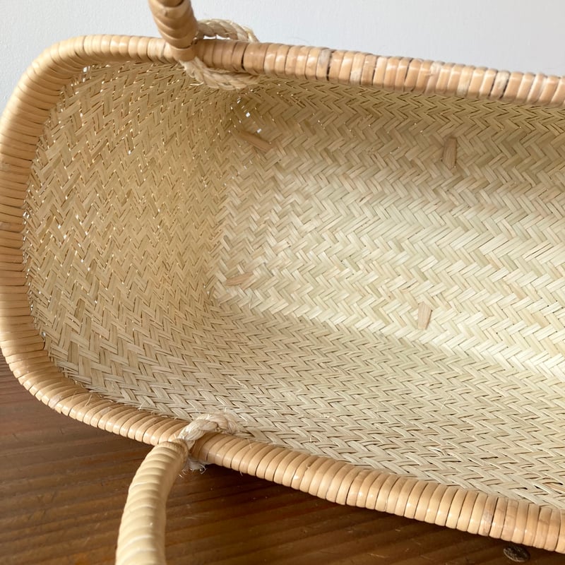 【新着新品一点物 特選品】鳥越竹細工 すず竹 二重編み（合わせ編み）手付きおぼけ 新着新品一点物 特選品】鳥越竹細工 すず竹 二重編み（合わせ