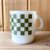 FIRE KING Block Check ファイヤーキング ブロックチェック 5段 マグカップ／緑