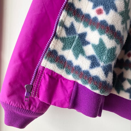 L.L.Bean エルエルビーン 極美品 1980s Warm-up Jacket made in USA  パープルピンク 総柄 カタディン 山タグ  ウォームアップジャケット VINTAGE