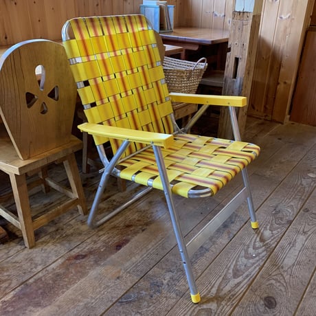 LAWN CHAIR VINTAGE 1960〜1970年代  イエローxブラウンxマスタード No.1