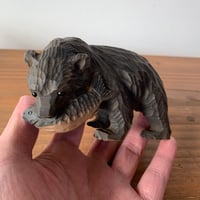 木彫り熊 鮭咥え熊 小さな木彫り熊 ガラス目 北海道 HOKKAIDO JAPAN FOLKART VINTAGE