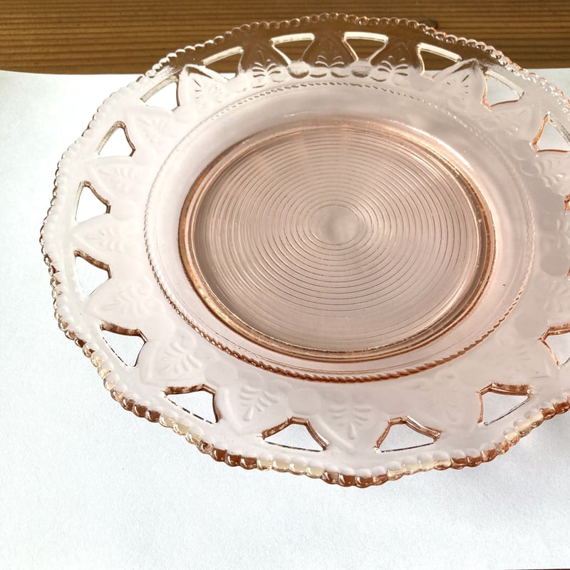 ヴィンテージ ガラスプレート③ アンティーク ヴィンテージ ブルー