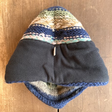 ハンドメイド ニットキャップ／ブルー