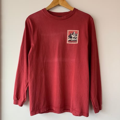 patagonia FITZROY WOODBLOCK L/S TEE 黒タグ 切手 木版画 パタゴニア VINTAGE