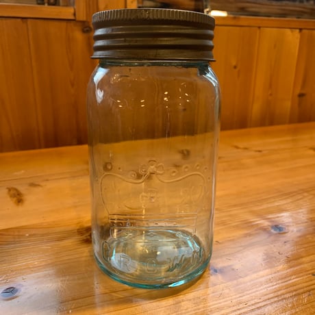 CROWN MASON JAR 1920s クラウン 2 保存瓶 中 密封容器 カナダ vintage