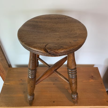 OAK WOOD STOOL 1900s ENGLAND antique vintage 1900年代 オーク ウッド スツール