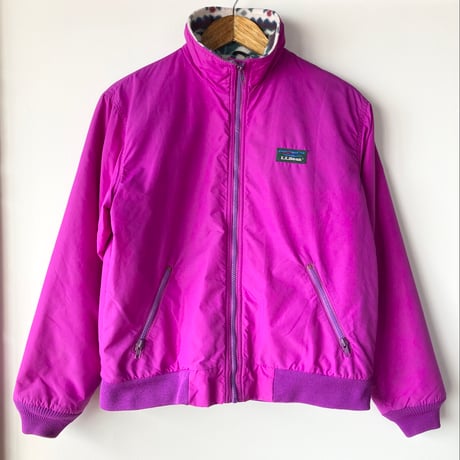 L.L.Bean エルエルビーン 極美品 1980s Warm-up Jacket made in USA  パープルピンク 総柄 カタディン 山タグ  ウォームアップジャケット VINTAGE