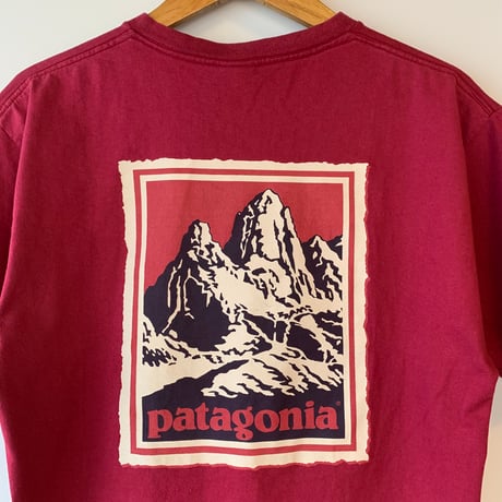 patagonia FITZROY WOODBLOCK S/S 黒タグ 切手 木版画 パタゴニア VINTAGE