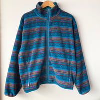 L.L.Bean エルエルビーン 極美品 1980s フリース フルジップジャケット made in USA 総柄 幾何学柄 VINTAGE