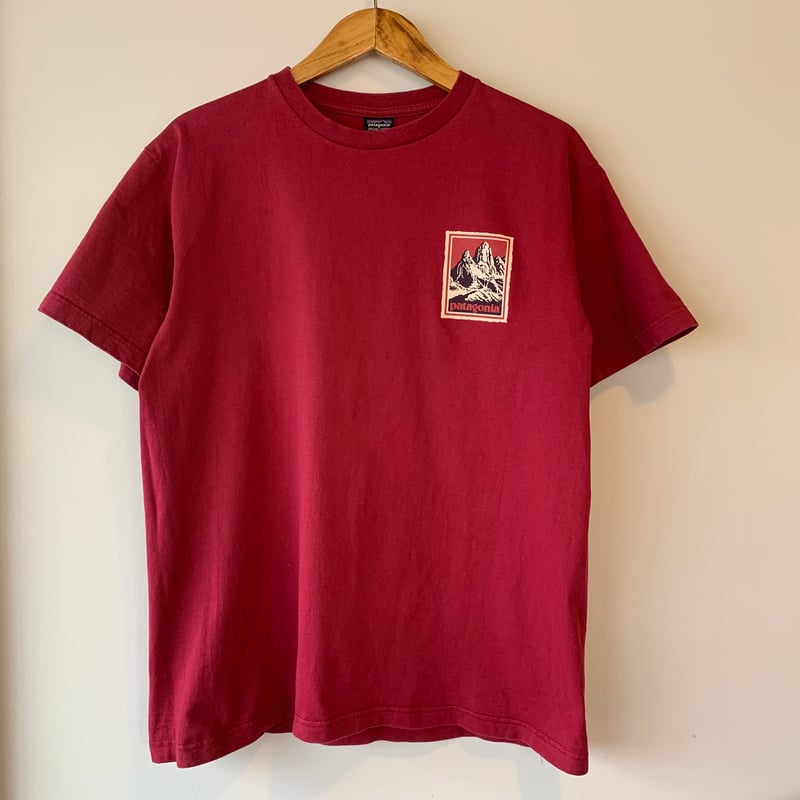 patagonia FITZROY WOODBLOCK S/S TEE 黒タグ 切手 木版画