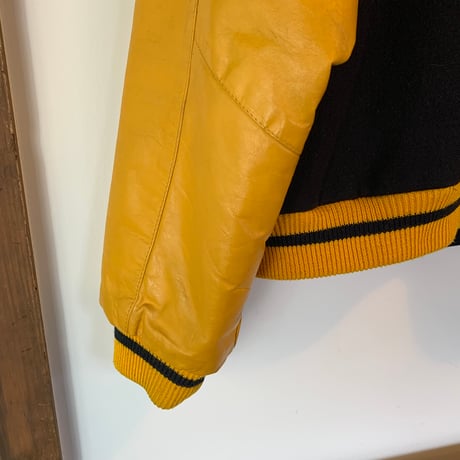 STUSSY 1990s yellow BIG4 AWARD JACKET M SPECIAL OLD STUSSY スタジャン vintage
