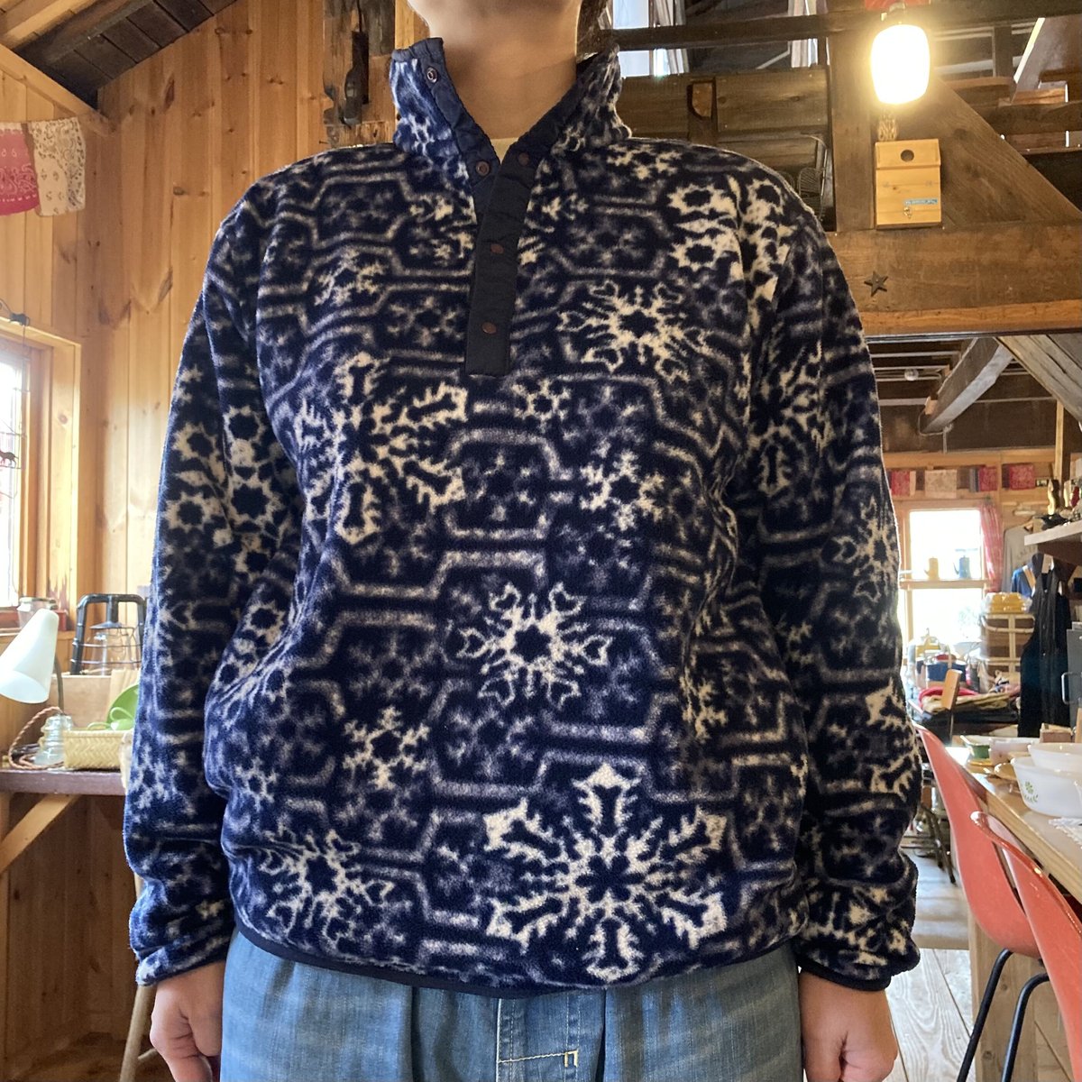 L.L.Bean 総柄スナップT フリースプルオーバー /雪柄 | MILMOUNTAIN S...