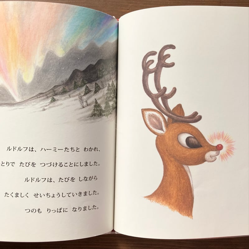 希少】ルドルフ 赤い花のトナカイ 木彫りの置物 【難あり品】 赤はなの