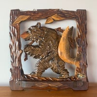 木彫り熊 壁掛け 鮭背負い熊 北海道 北海木工芸社 HOKKAIDO JAPAN FOLKART VINTAGE