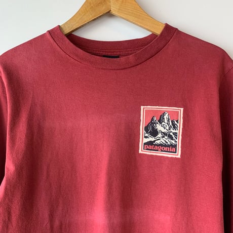 patagonia FITZROY WOODBLOCK L/S TEE 黒タグ 切手 木版画 パタゴニア VINTAGE