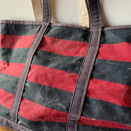 L.L.Bean BOAT AND TOTE 1990s USA Lサイズ 希少カラー ネイビーレッドボーダー ジップトップ エルエルビーン トートバッグ  vintage