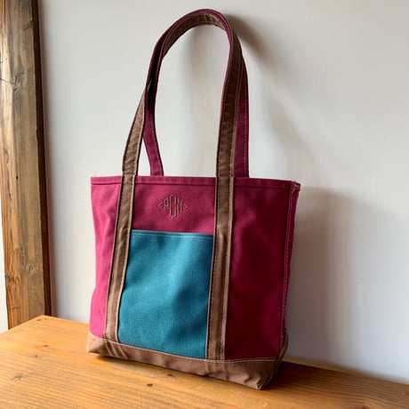 L.L.Bean BOAT AND TOTE 1990s USA Mサイズ 希少カラー ワインモカターコイズ  エルエルビーン トートバッグ  vintage