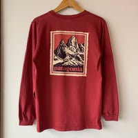 patagonia FITZROY WOODBLOCK L/S TEE 黒タグ 切手 木版画 パタゴニア VINTAGE