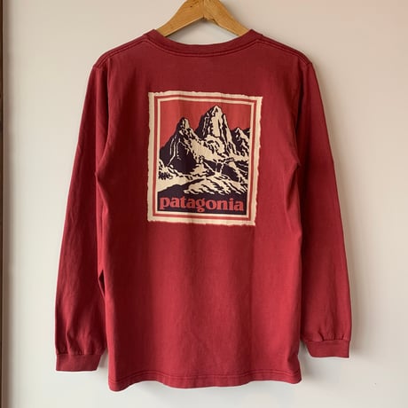 patagonia FITZROY WOODBLOCK L/S TEE 黒タグ 切手 木版画 パタゴニア VINTAGE