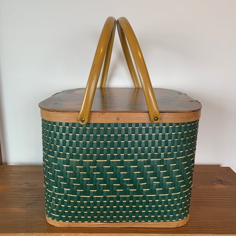 Hawkeye BURLINGTON BASKET CO. 1960年代 トールペイント ピクニックバスケット
