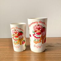 Strawberry Shortcake ストロベリーショートケーキ プラスチックカップ大小2点セット 1980s