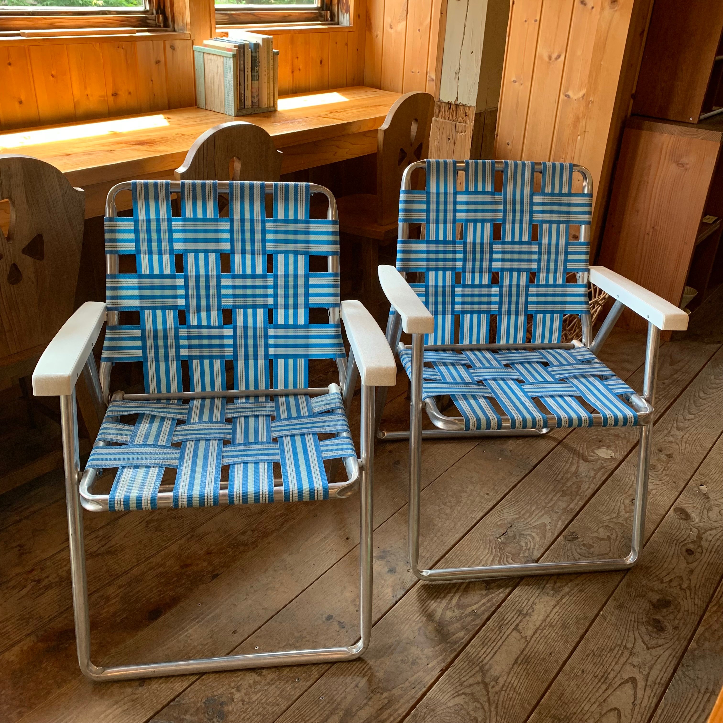 ② ローンチェア　経年劣化有り　ビンテージチェア LAWN CHAIR VINTAGE ローンチェア 1970年〜1980年代 ② ライトブルー