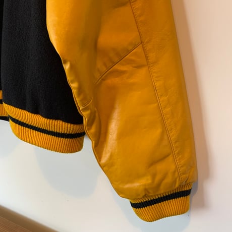 STUSSY 1990s yellow BIG4 AWARD JACKET M SPECIAL OLD STUSSY スタジャン vintage