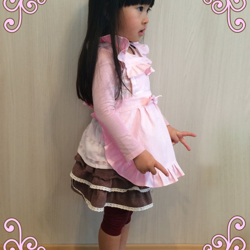 キッズ フリルエプロン 桃色 | hashiyusa