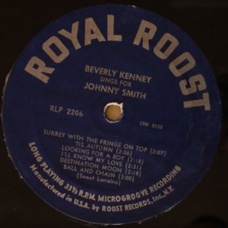 Beverly Kenney – Sings For Johnny Smith（Roost – RLP 2206）mono