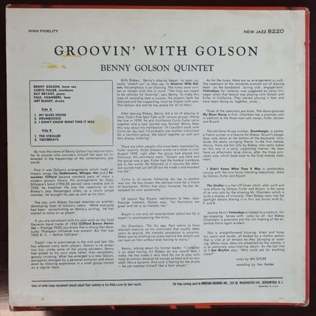 Benny Golson  ‎– Groovin' With Golson （New Jazz ‎– NJLP 8220 ）mono