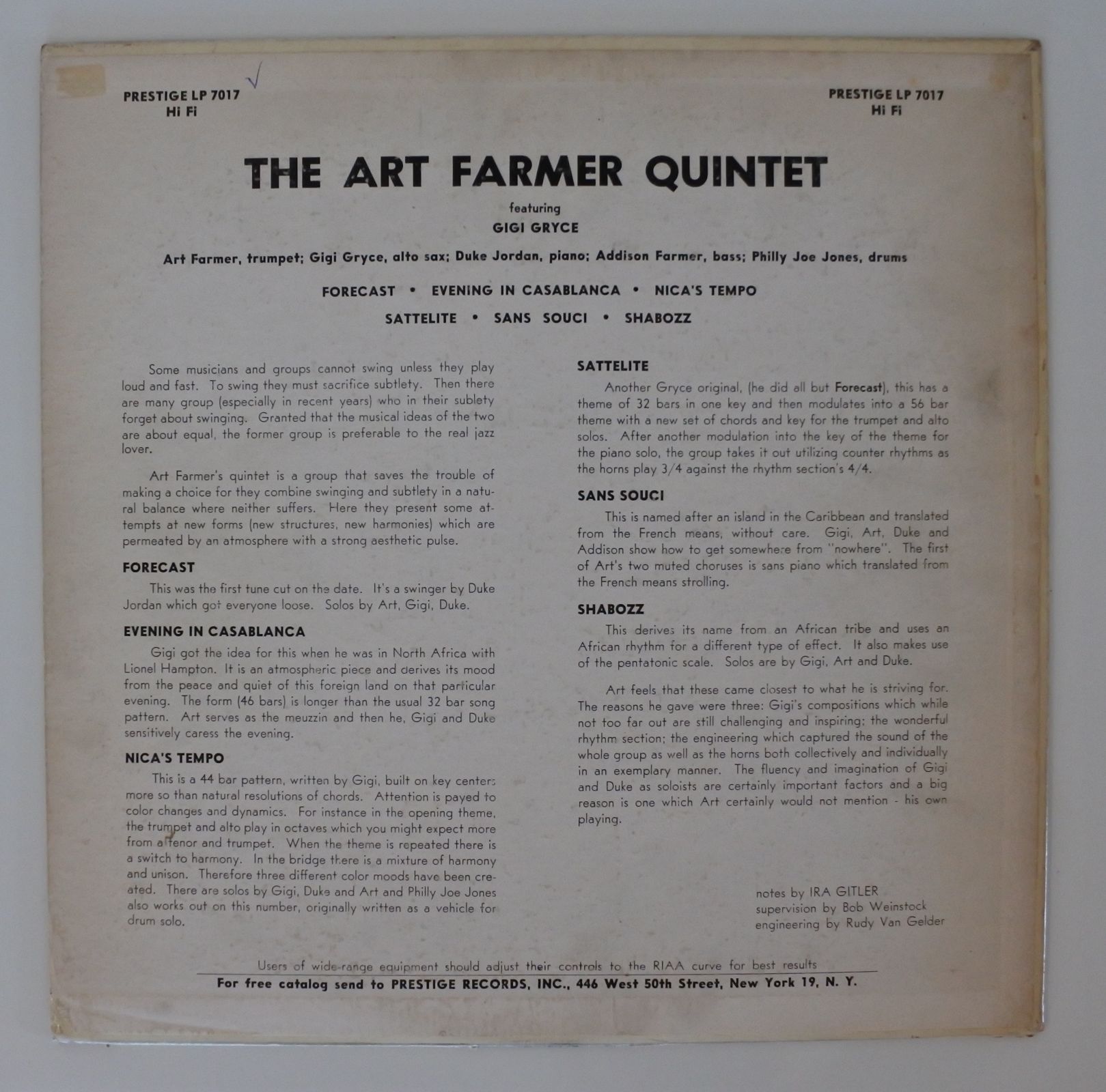 Art Farmer ‎– Art Farmer Quintet Featuring Gigi