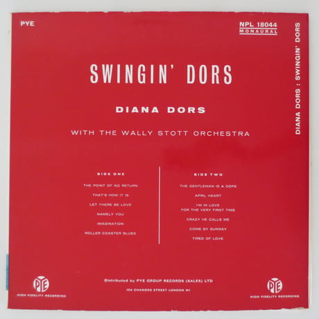 Diana Dors ‎– Swingin' Dors（Pye Records ‎– NPL 18044）mono