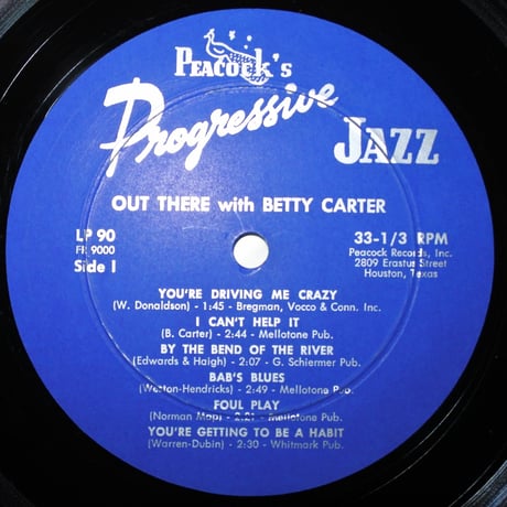 Betty Carter ‎– Out There With Betty Carter（Peacock Records ‎– PLP 90）mono