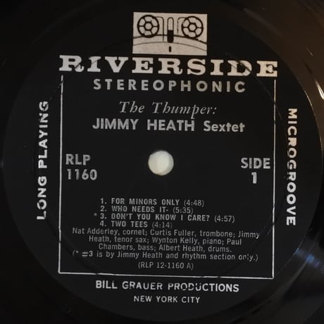 Jimmy Heath Sextet  ‎– The Thumper （Riverside Records ‎– RLP 1160）stereo
