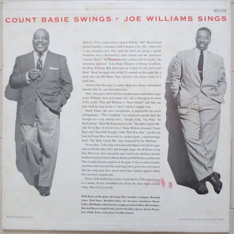 Count Basie / Joe Williams ‎– Count Basie Swings--Joe Williams Sings（Clef Records ‎– MG C-678）mono