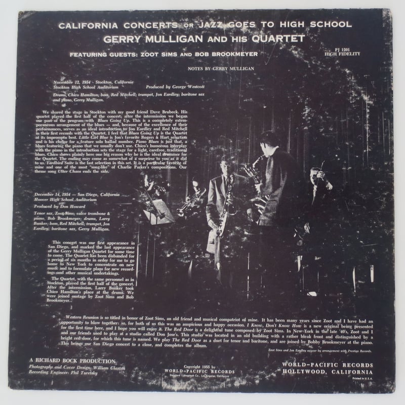 Gerry Mulligan ‎– California Concerts（Pacific J