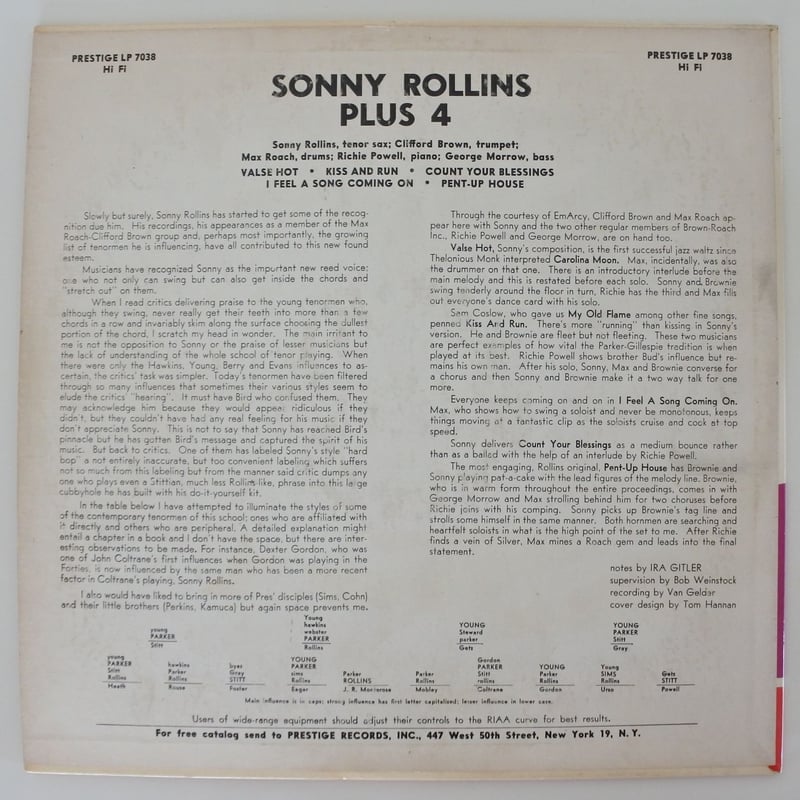 Sonny Rollins ‎– Plus 4（Prestige ‎– PRLP 7038）m...