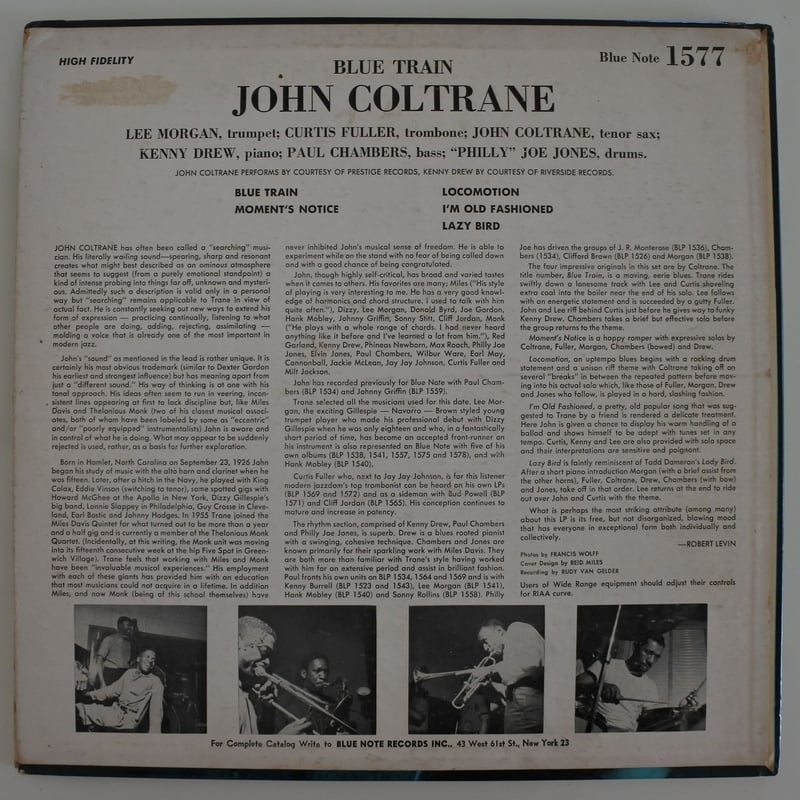 John Coltrane – Blue Train(Blue Note - BLP157 John Coltrane – Blue Train(Blue Note - BLP157