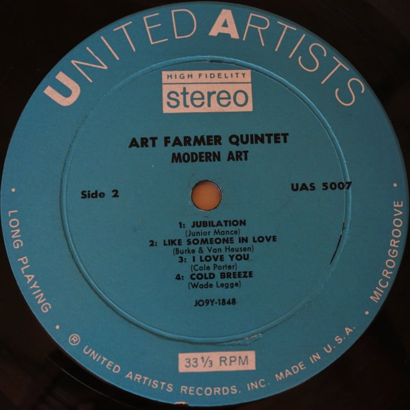 Art Farmer Quintet / Modern Art オリジMONO Art Farmer ‎– Modern Art （United Artists Recor