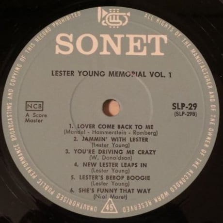 Lester Young / Lester Young Memorial Vol. 1 (Sonet SLP29) mono